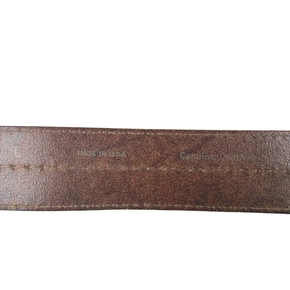 Tulliani‎ Brown Leather Belt Mobtown 2005 Reel-to-Reel Tape Deck Buckle USA Made